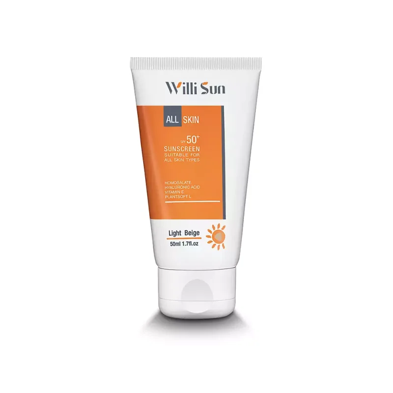 ضد آفتاب رنگ بژ روشن مناسب انواع پوست SPF 50+ ویلی سان Willi sun