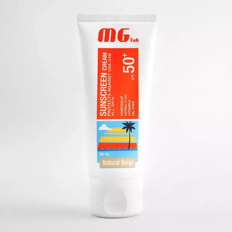 ضد آفتاب رنگی بژ طبیعی مناسب انواع پوست SPF 50+ ام جی تک MG TAK
